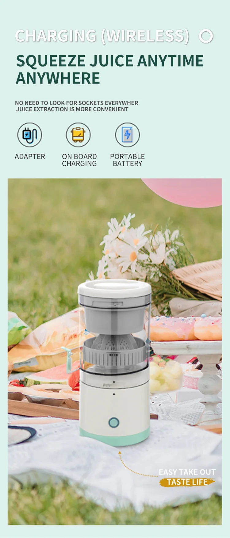 Extractor Fully Automatic Fruit Juicer – Portable USB Juicing Machine with Residue Separation for Fresh, Healthy Juice