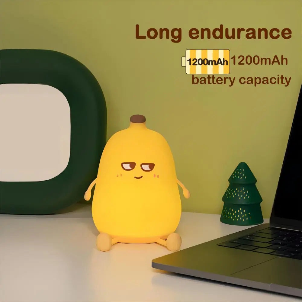 LED Pear Fruit Silicone Night Light - 7-Color Dimming Touch Control, USB Rechargeable Bedside Lamp for Bedroom Decor & Kids' Gifts