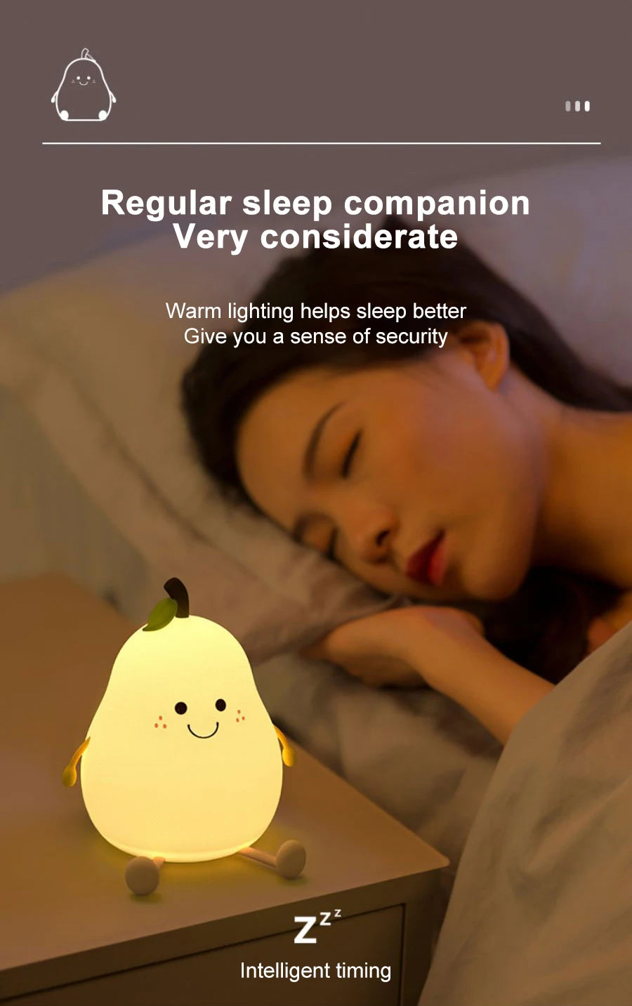 LED Pear Fruit Silicone Night Light - 7-Color Dimming Touch Control, USB Rechargeable Bedside Lamp for Bedroom Decor & Kids' Gifts