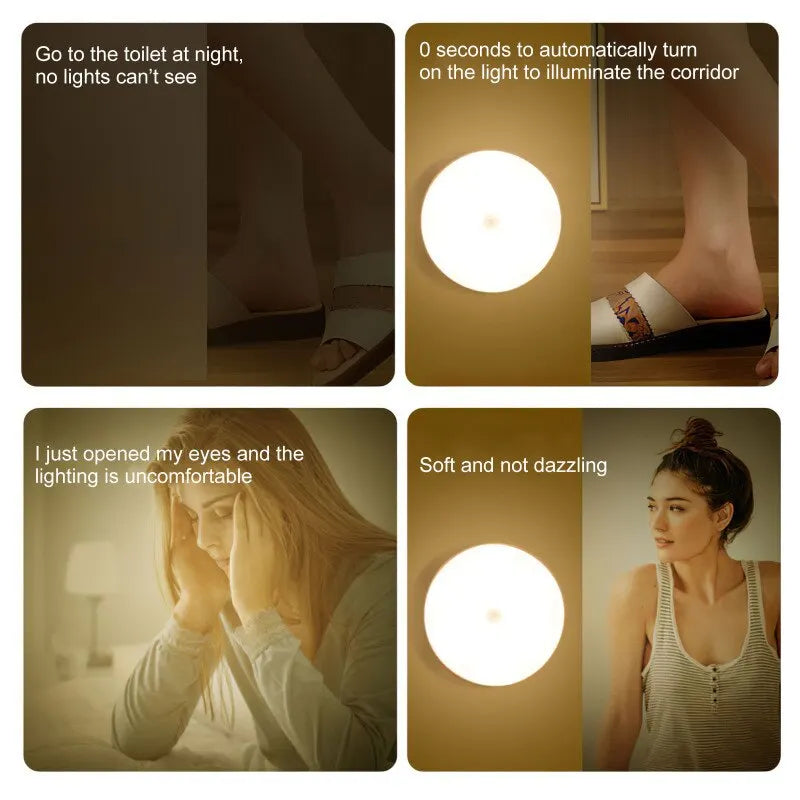 LED Smart Human Body Sensor Night Lamp - Rechargeable Wireless Magnetic Suction Light with Automatic Motion Detection