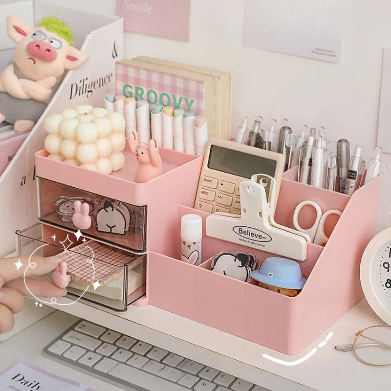 Transparent Desktop Organizer with Drawers – Multi-Functional Storage Box for Office Supplies, Cosmetics, and Stationery
