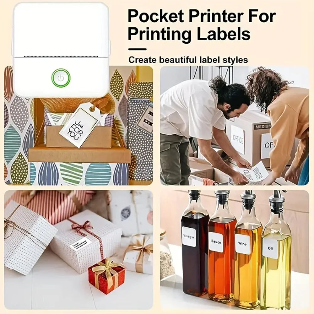 Mini Printer - Inkless Sticker Maker & Portable Thermal Printer for Photo Journals, Notes, and Memo (Bluetooth)