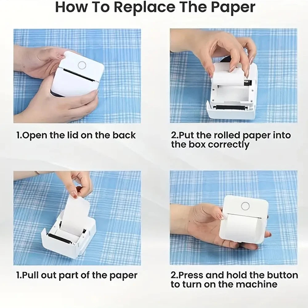 Mini Printer - Inkless Sticker Maker & Portable Thermal Printer for Photo Journals, Notes, and Memo (Bluetooth)