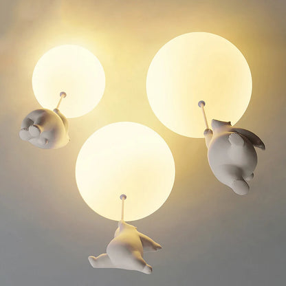 Modern Cartoon Bear Ceiling Light - Whimsical LED Fixture for Rooms & Bedrooms