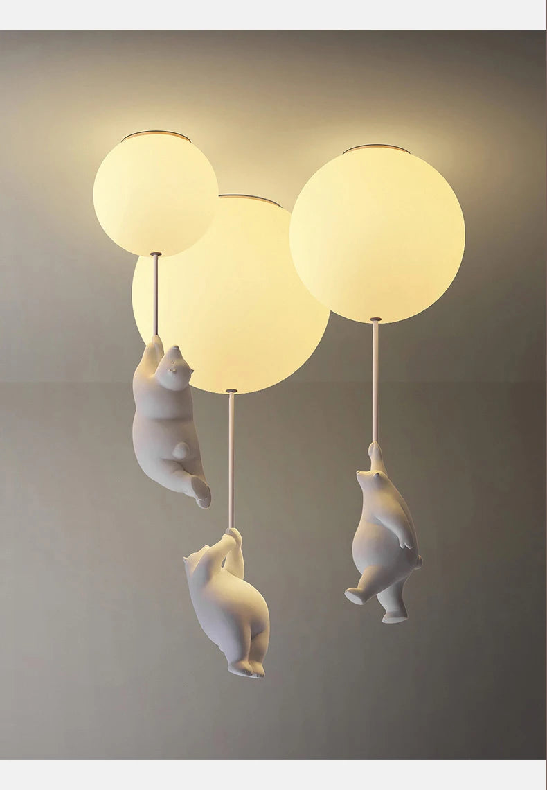 Modern Cartoon Bear Ceiling Light - Whimsical LED Fixture for Rooms & Bedrooms