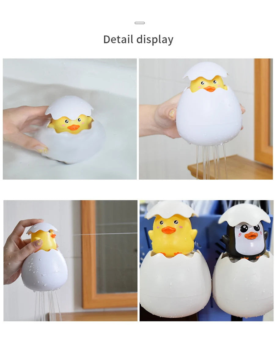 Cute Duck & Penguin Egg Water Spray Sprinkler Toy – Fun Bathing & Swimming Water Toy for Kids