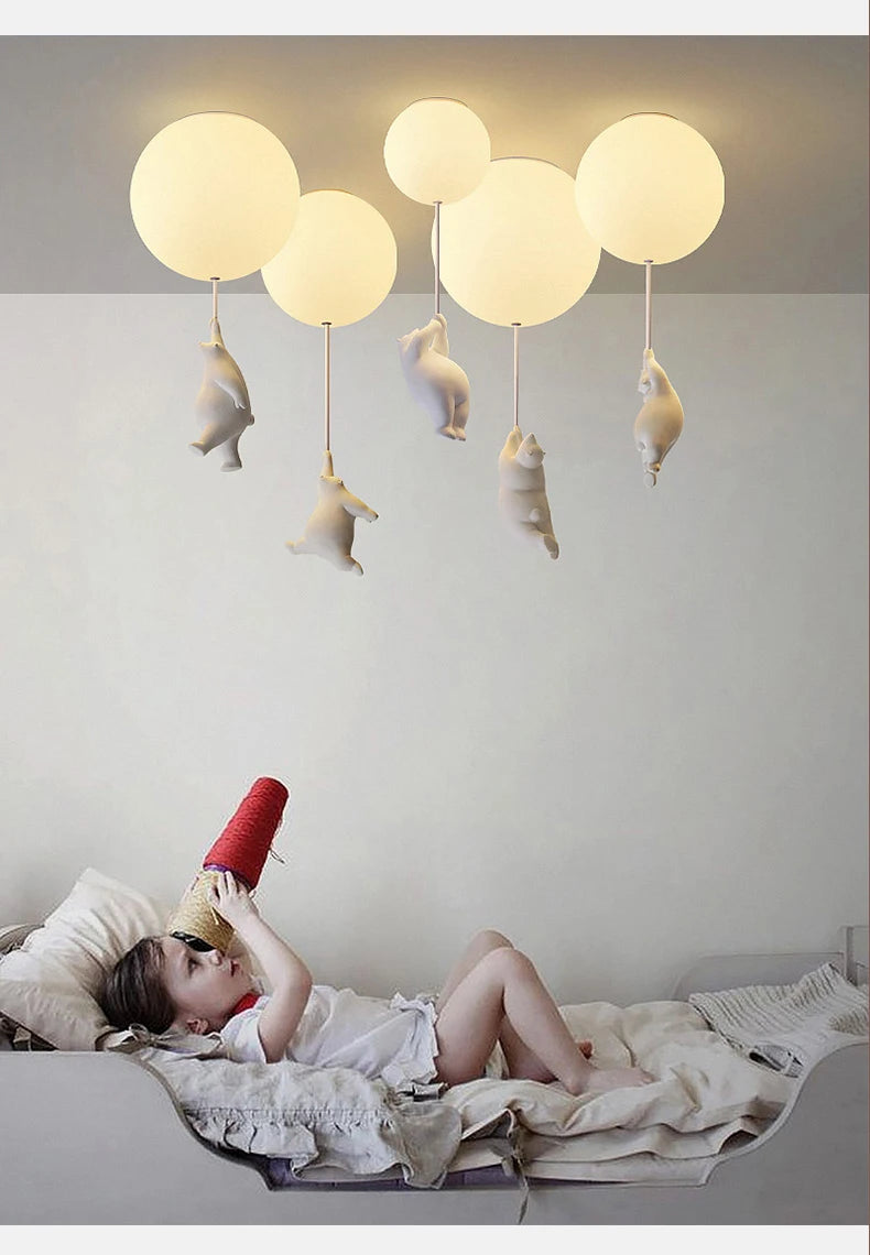 Modern Cartoon Bear Ceiling Light - Whimsical LED Fixture for Rooms & Bedrooms