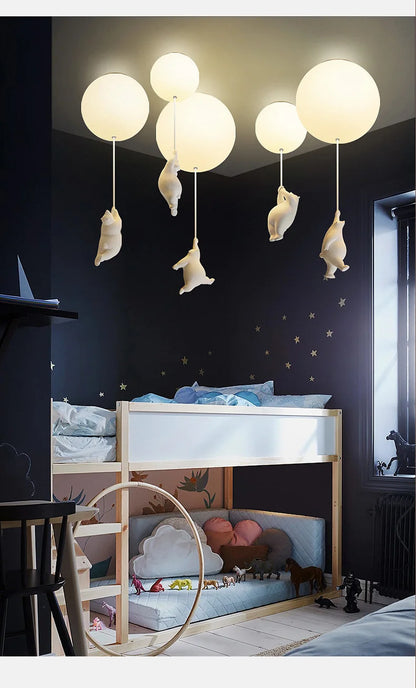 Modern Cartoon Bear Ceiling Light - Whimsical LED Fixture for Rooms & Bedrooms