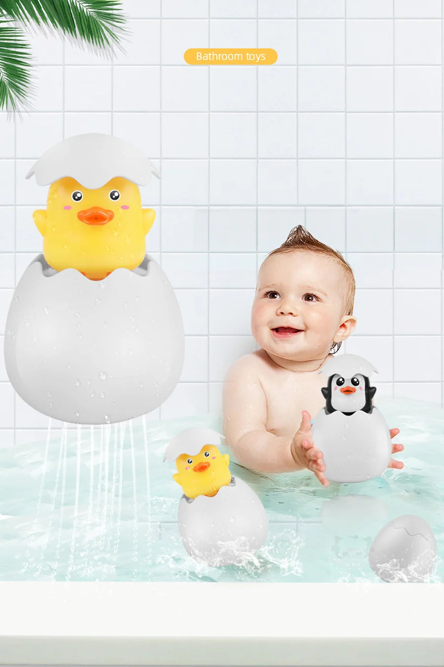 Cute Duck & Penguin Egg Water Spray Sprinkler Toy – Fun Bathing & Swimming Water Toy for Kids