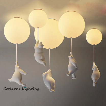 Modern Cartoon Bear Ceiling Light - Whimsical LED Fixture for Rooms & Bedrooms