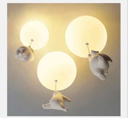 Modern Cartoon Bear Ceiling Light - Whimsical LED Fixture for Rooms & Bedrooms