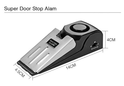 Wireless Door Stop Alarm System - 125dB Loud Home Security Anti-Theft Door Block - Portable Pressure Alarm with Adjustable Sensitivity