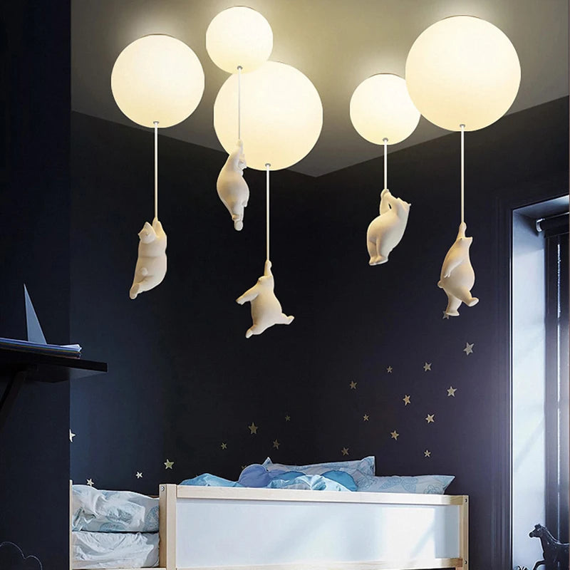 Modern Cartoon Bear Ceiling Light - Whimsical LED Fixture for Rooms & Bedrooms