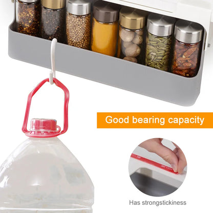 Self-Adhesive Kitchen Spice Rack – Wall-Mounted & Under-Shelf Seasoning Organizer for Storage and Spice Jars