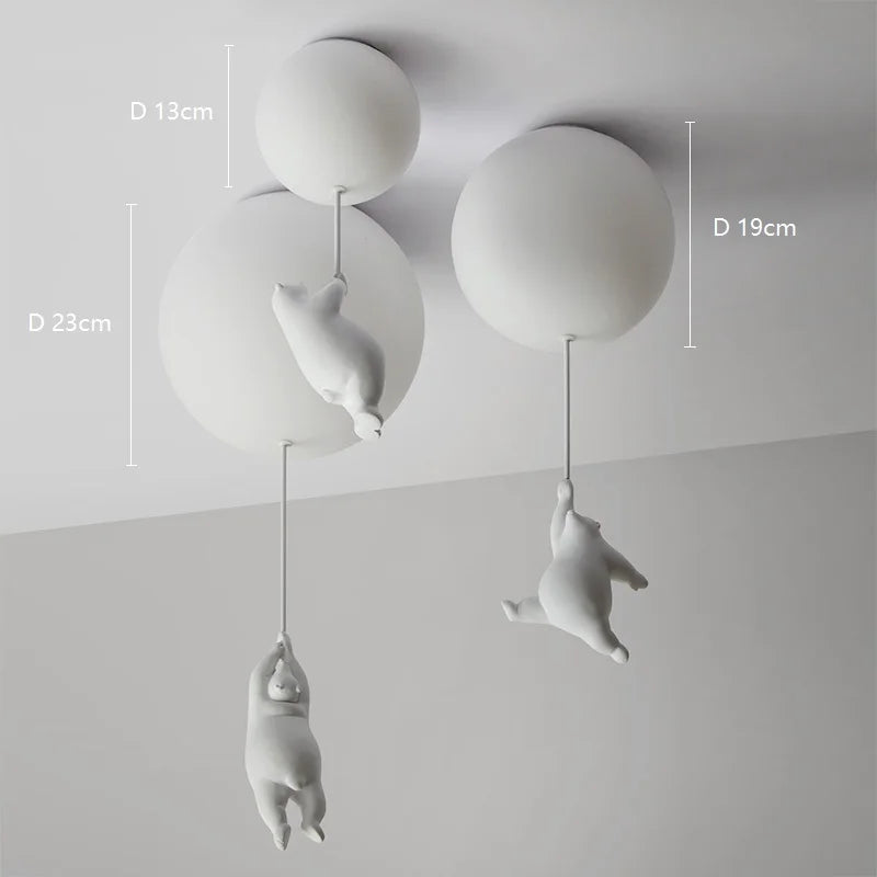 Modern Cartoon Bear Ceiling Light - Whimsical LED Fixture for Rooms & Bedrooms