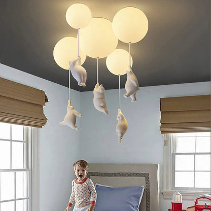 Modern Cartoon Bear Ceiling Light - Whimsical LED Fixture for Rooms & Bedrooms