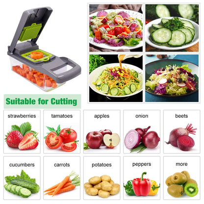 Multifunctional Vegetable Chopper & Grater - Manual Fruit Slicer for Potatoes, Cheese, and Onions