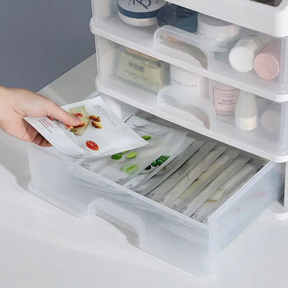 Clear Plastic Makeup & Jewelry Organizer | 3-Drawer Desktop Storage Box for Cosmetics and Essentials