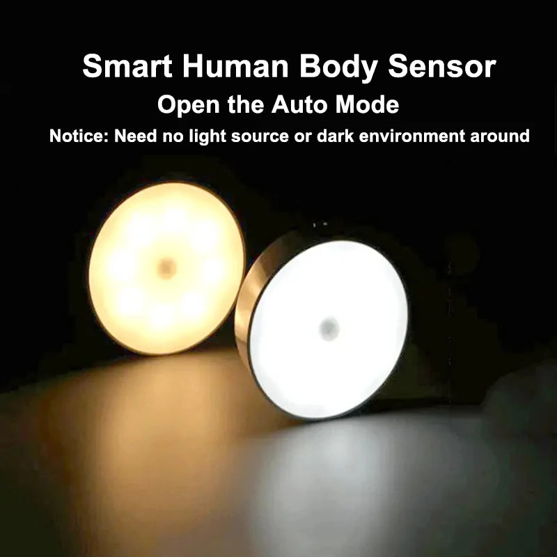 LED Smart Human Body Sensor Night Lamp - Rechargeable Wireless Magnetic Suction Light with Automatic Motion Detection