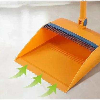Rotary Long-Rod Broom and Dustpan Set – Non-Stick Hair Multi-Function Cleaning Kit for Household Use