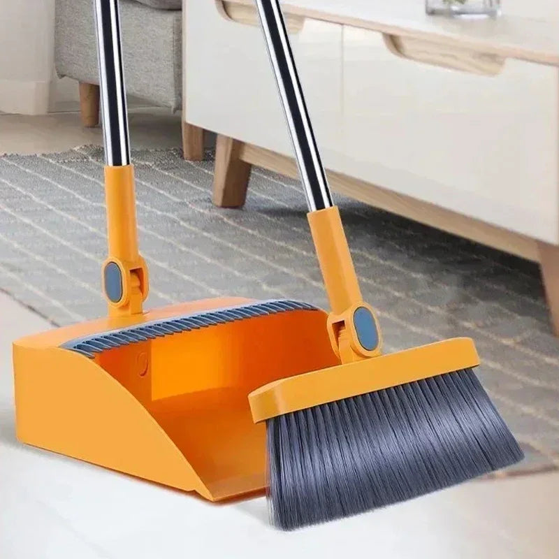 Rotary Long-Rod Broom and Dustpan Set – Non-Stick Hair Multi-Function Cleaning Kit for Household Use