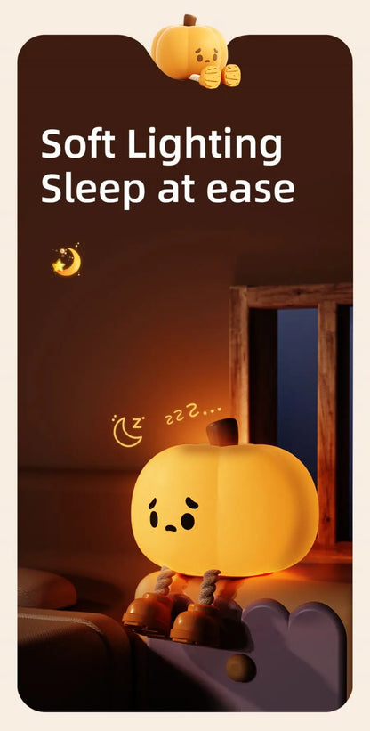 Halloween Pumpkin Night Light - Cute Soft Silicone Safe Lamp with Timing and Dimmable Features for Bedside Decor and Halloween Gifts