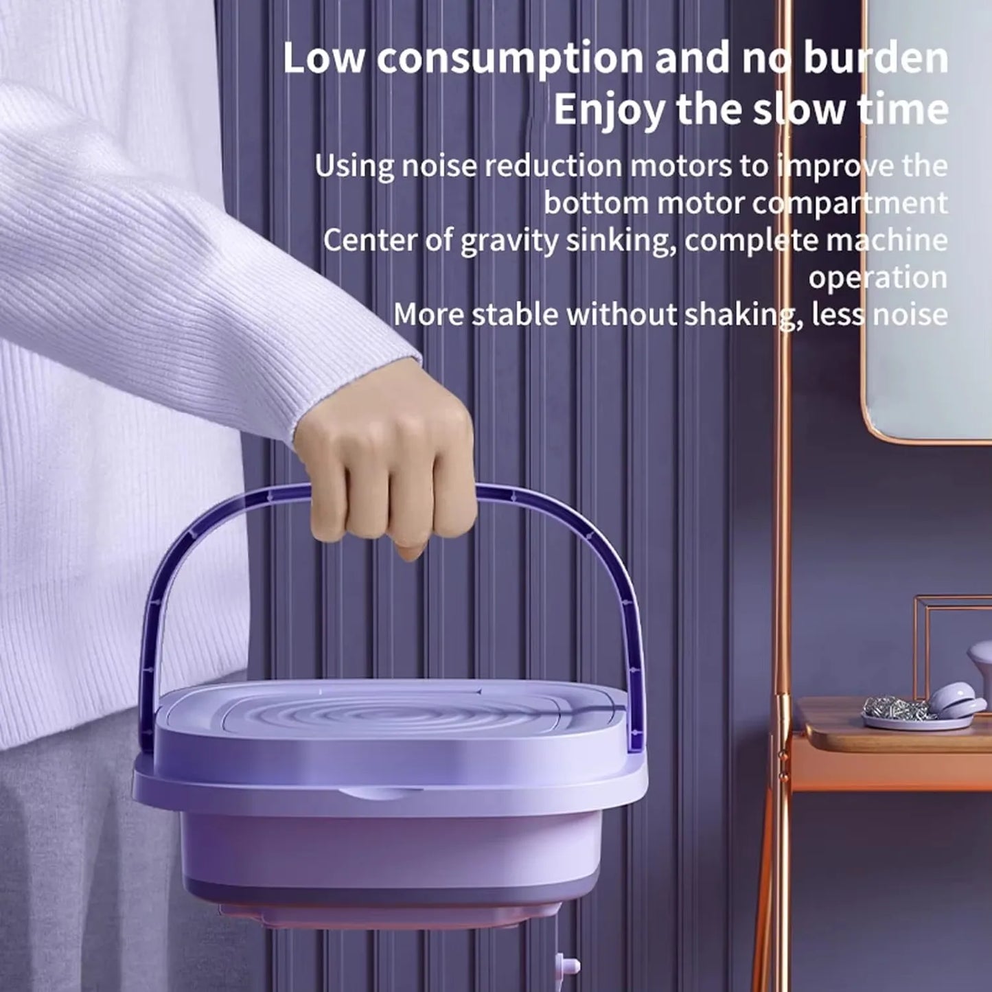 8L Mini Folding Washing Machine – Portable Laundry Washer with Automatic Modes & Drain Basket | Compact & Travel-Friendly