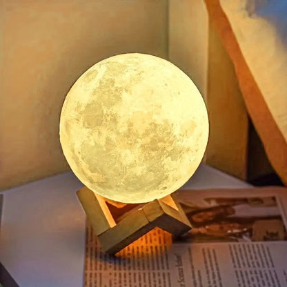 LED Galaxy Moon Lamp Night Light - DIY Moon Globe for Bedroom Décor & Gifts (Warm Light