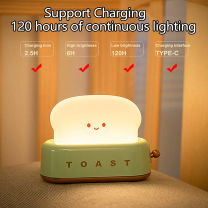 Creative Bread Toast Table Light - USB Rechargeable LED Nightlight