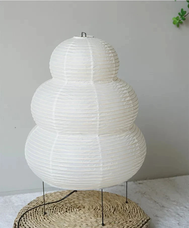 Japanese Wabi-Sabi White Rice Paper Table Lamp - Tripod Floor Lamp for Bedroom, Living Room, Study, Loft Decor