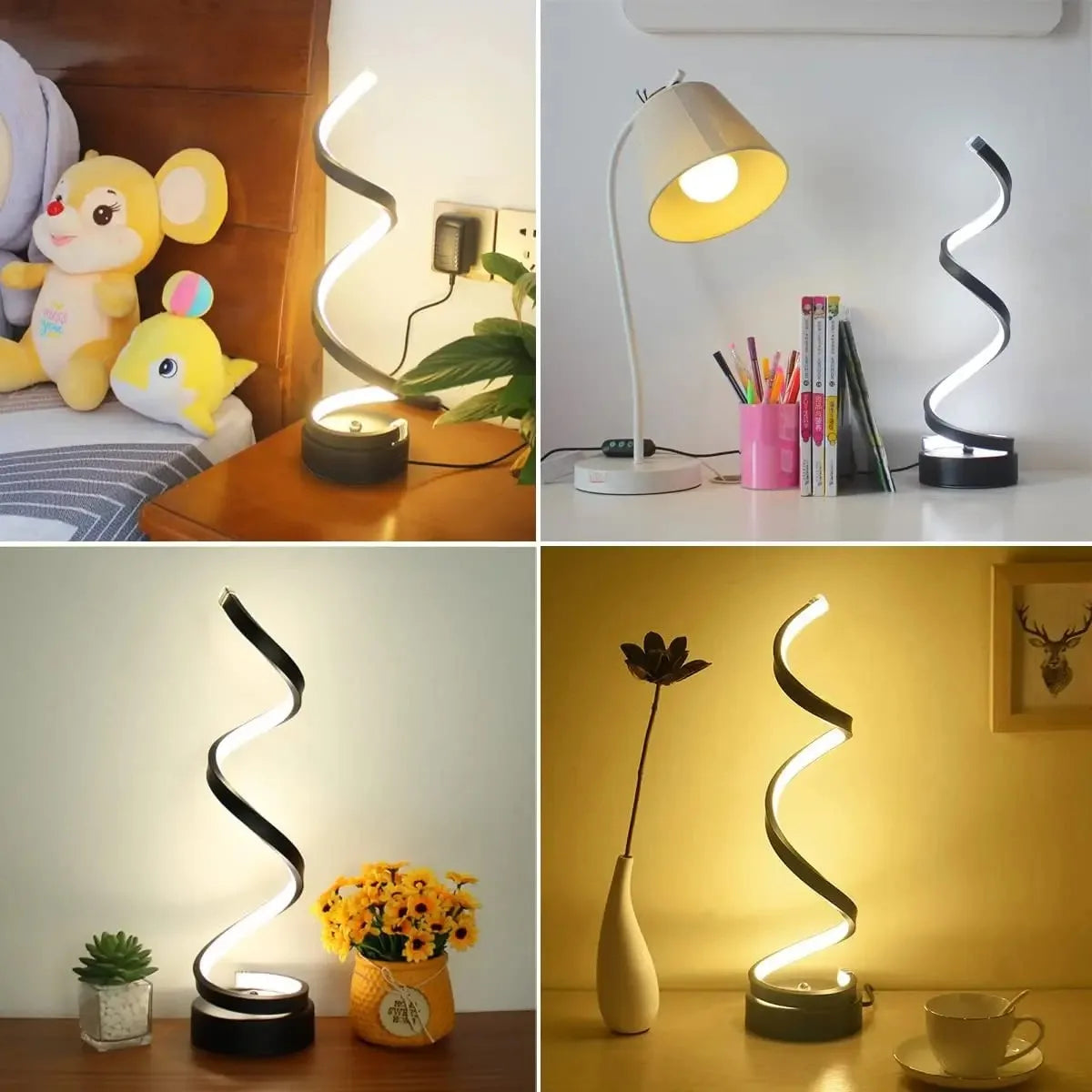 Modern Spiral Dimmable LED Table Lamp - Stylish Bedside & Nightstand Light for Living Room, Bedroom, Office