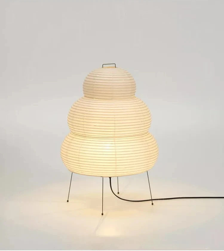 Japanese Wabi-Sabi White Rice Paper Table Lamp - Tripod Floor Lamp for Bedroom, Living Room, Study, Loft Decor