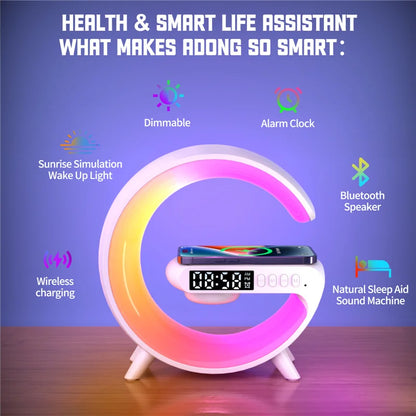 Bluetooth Speaker Wireless Charger Pad Stand - RGB Night Light & Fast Charging Dock