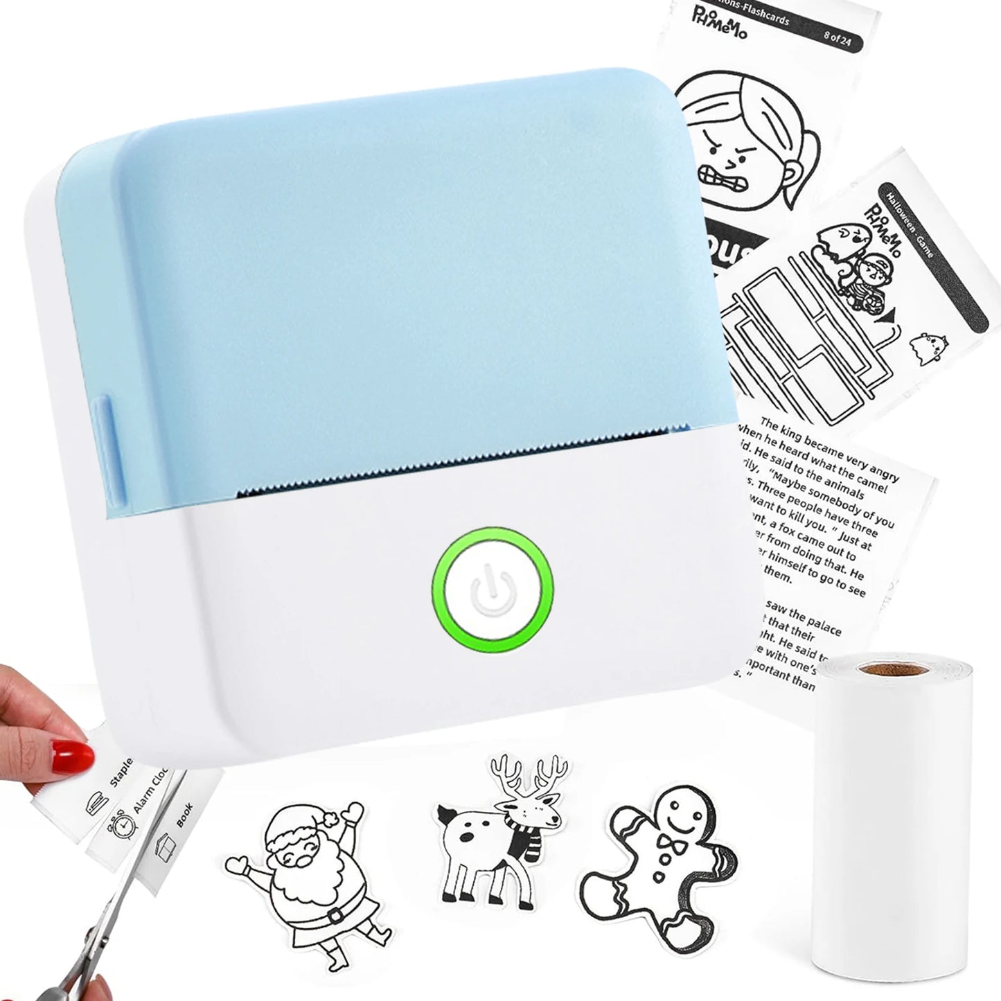 Mini Printer - Inkless Sticker Maker & Portable Thermal Printer for Photo Journals, Notes, and Memo (Bluetooth)
