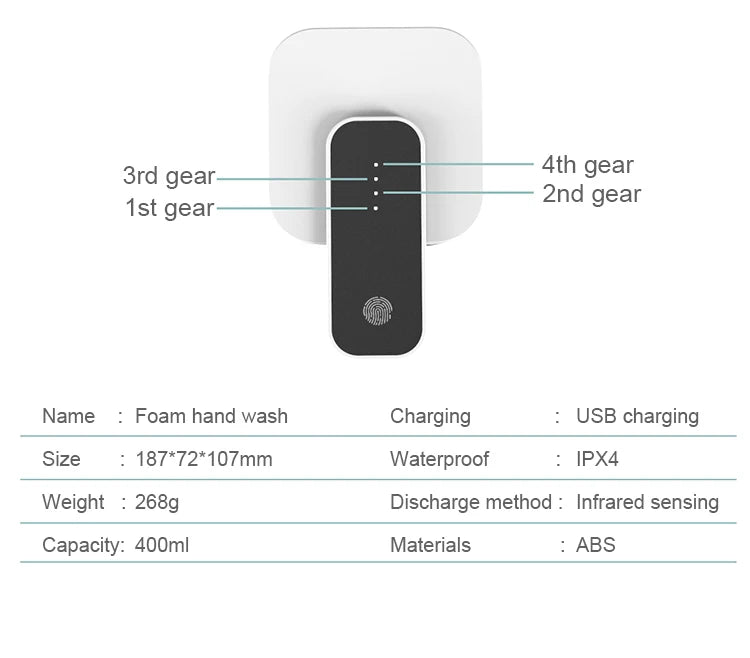 Automatic Liquid Soap Dispenser - Touchless Infrared Sensor, USB Rechargeable Smart Foam Machine for Hands-Free Soap Dispensing