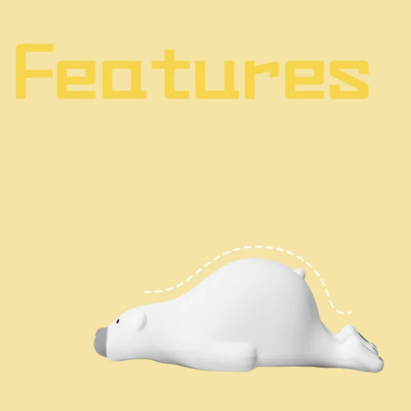 Cute Bear Night Light - Silicone Sensor Lamp with Adjustable Brightness & Timer for Kids' Sleep