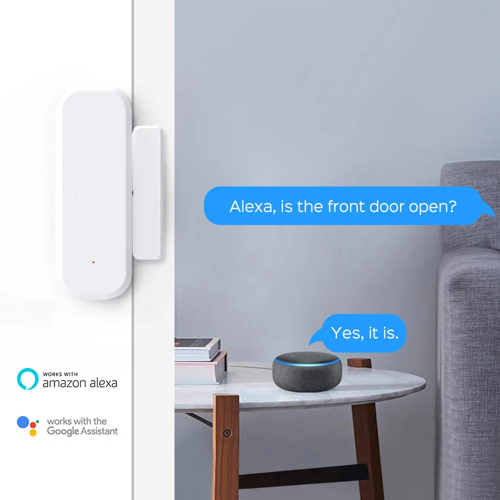 WiFi Smart Door/Window Sensor - Home Security Alarm System with Open/Closed Detection for Alexa and Google Assistant