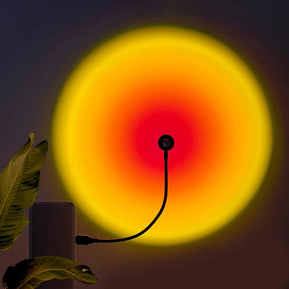 USB Sunset Lamp - LED Rainbow Neon Night Light Projector for Bedroom Atmosphere, Home Décor & Photography Gift