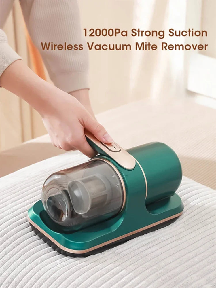 Wireless Mattress Vacuum Mite Remover - Cordless Handheld Cleaner with 12KPa Powerful Suction for Bed, Pillows, Clothes, and Sofa