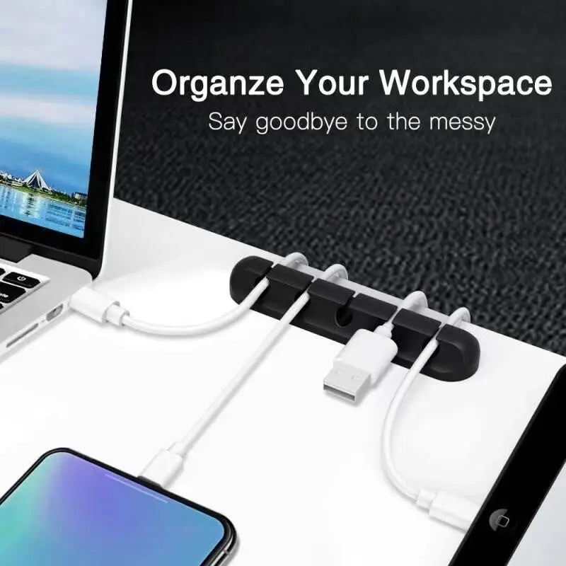 Multifunctional Silicone Cable Organizer Clips – Desktop Cable Management Winder for Home and Office