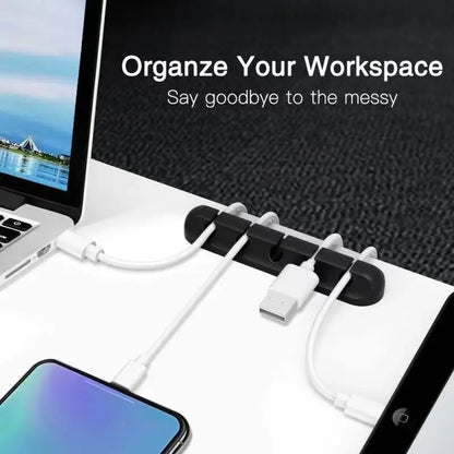Multifunctional Silicone Cable Organizer Clips – Desktop Cable Management Winder for Home and Office