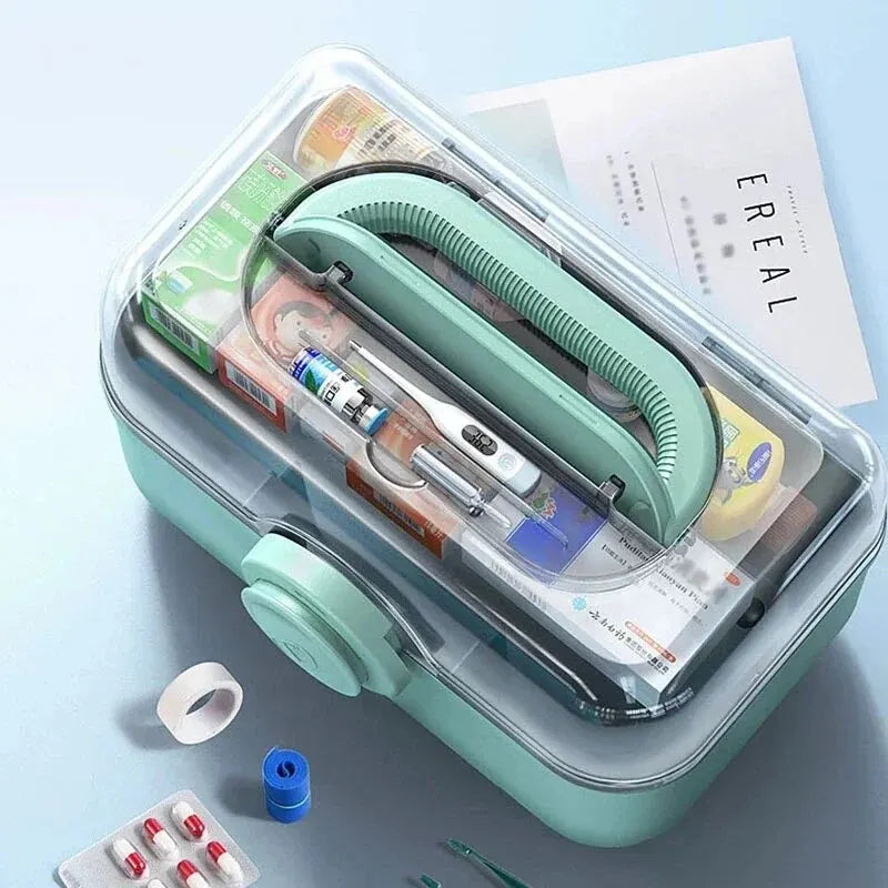 Portable First Aid Kit | Large-Capacity Medicine Organizer Box for Home & Travel