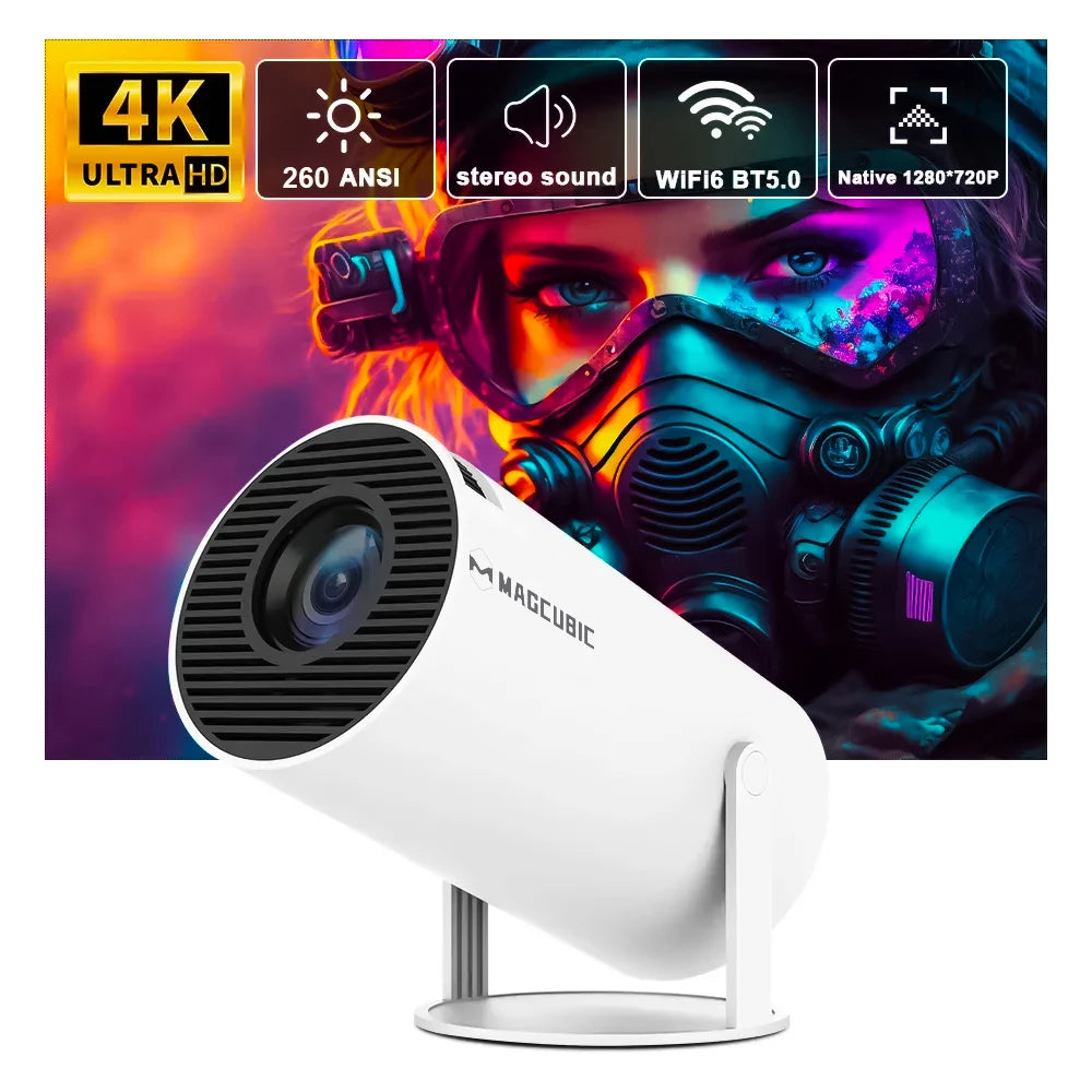 Magcubic 4K WiFi 6 Projector - Android 11, 260 ANSI, Dual WiFi, BT 5.0, 1280x720P Home & Outdoor Cinema - HY300 Pro