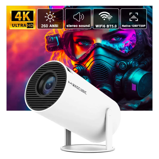 Magcubic 4K WiFi 6 Projector - Android 11, 260 ANSI, Dual WiFi, BT 5.0, 1280x720P Home & Outdoor Cinema - HY300 Pro