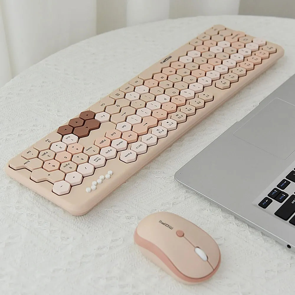 Wireless Diamond Keyboard and Mouse Combo - Cute Irregular Key Design for PC, Laptop & Desktop - Fashionable Office Accessory