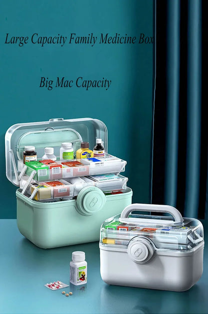 Portable First Aid Kit | Large-Capacity Medicine Organizer Box for Home & Travel