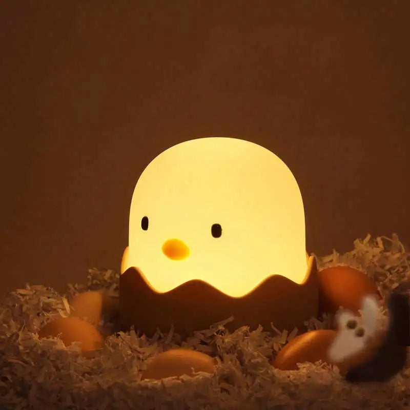 Cartoon Eggshell Chicken Night Light - Touch-Controlled Rechargeable LED Lamp for Bedrooms - Perfect Gift for Children