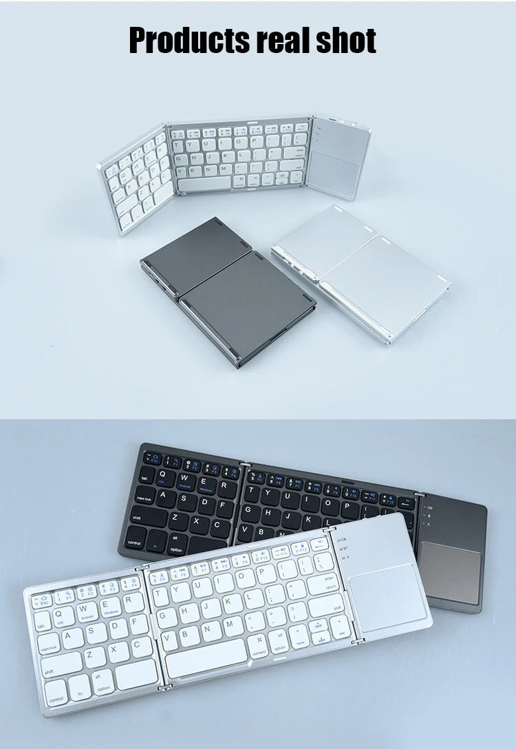 Folding Bluetooth Keyboard with Touchpad – Compact Mini Wireless Keyboard for iOS, Android, and Windows Devices