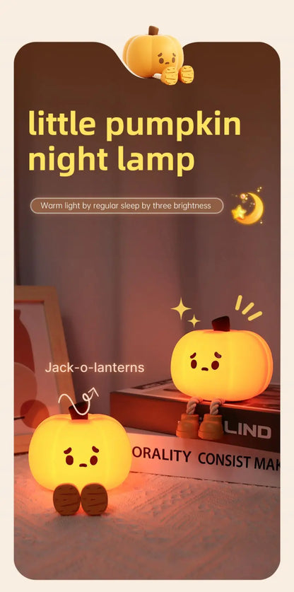 Halloween Pumpkin Night Light - Cute Soft Silicone Safe Lamp with Timing and Dimmable Features for Bedside Decor and Halloween Gifts