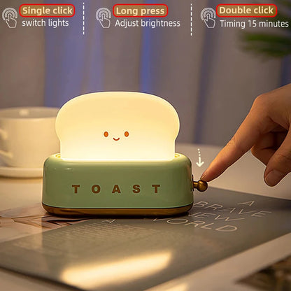 Creative Bread Toast Table Light - USB Rechargeable LED Nightlight